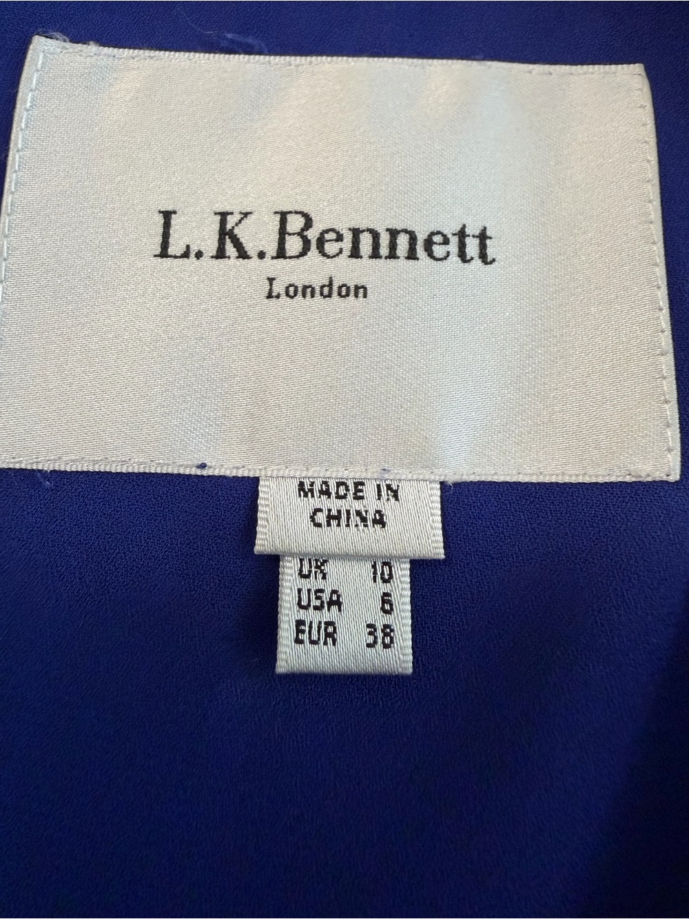LK Bennett Cobalt Blue Long-Sleeve Floral Dress - Size 8 - Picture 3 of 4